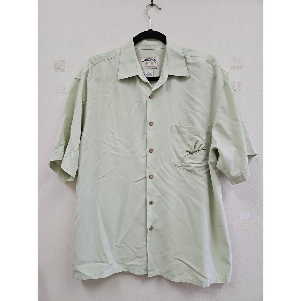 Bamboo Cay L Men's  Short Sleeve Hawaiian Shirt Bamboo Stems Resort wear